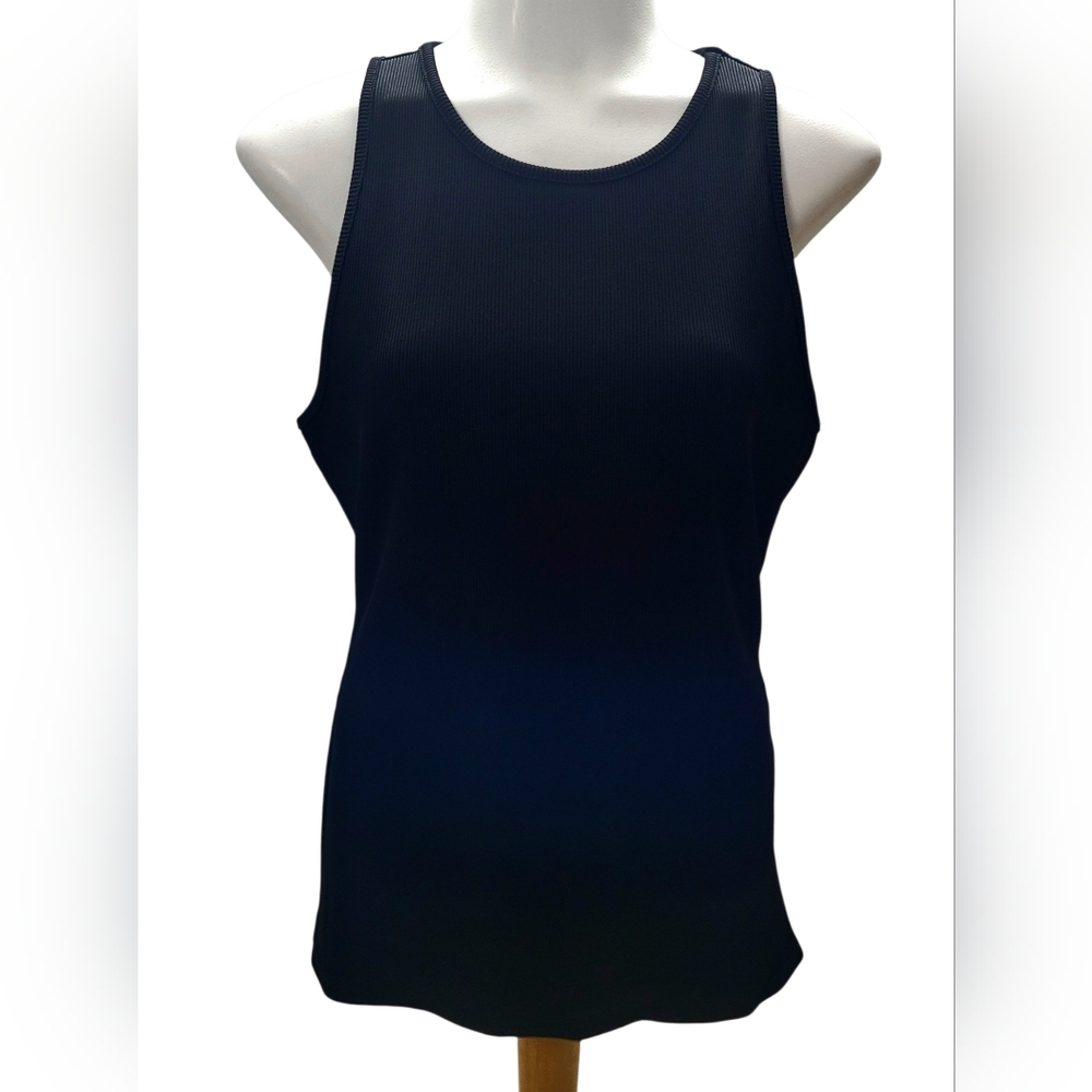 White House Black Market Black Ribbed Tank Top Size Large Stretch